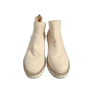 DV By Dolce Vita Boots Womens 10 Rolinda Wedge Ankle Bootie Beige Canvas